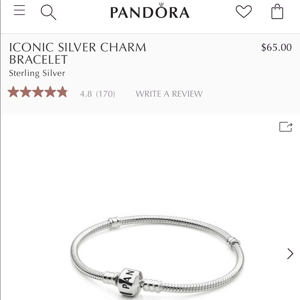 Silver Pandora charm bracelet